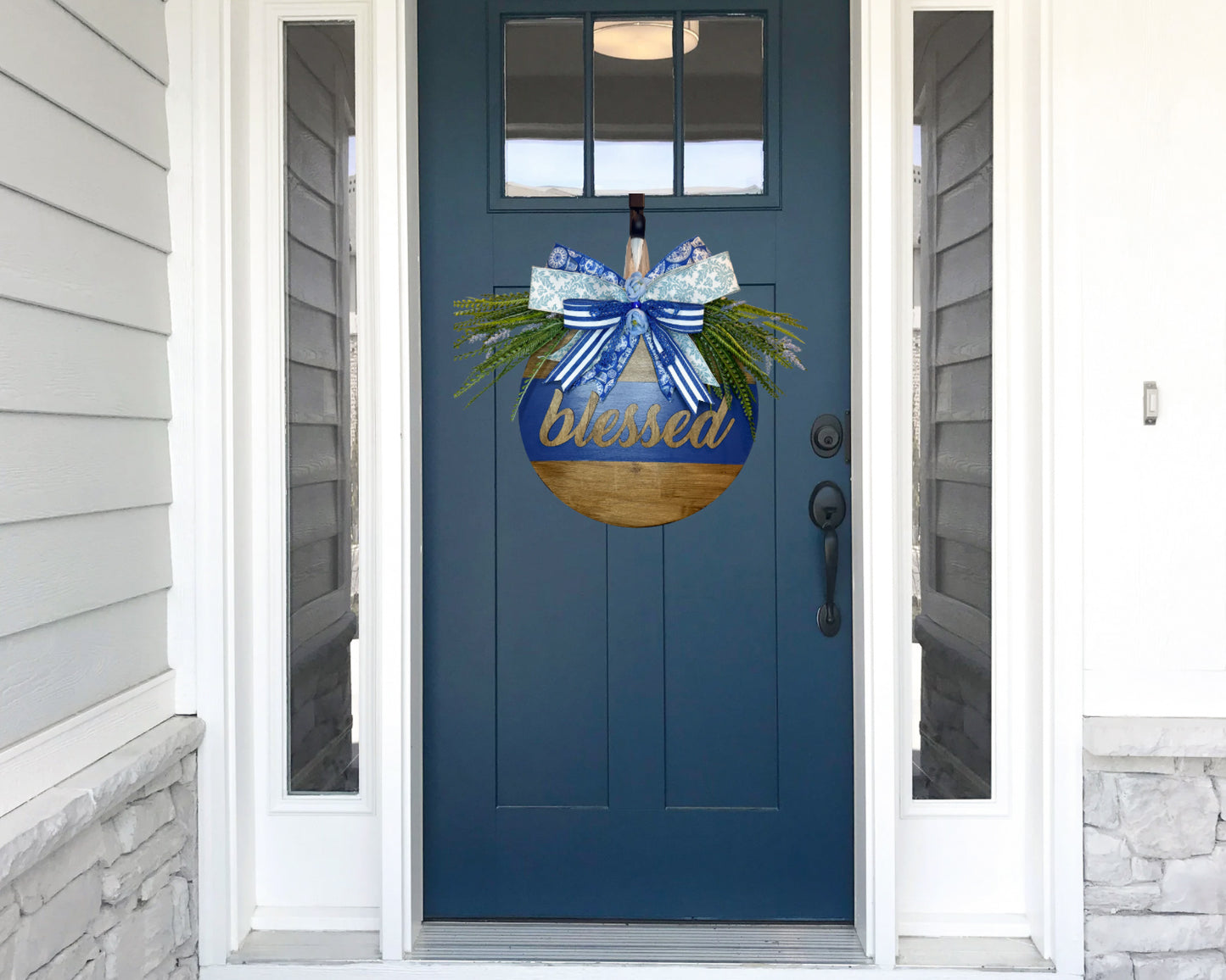 3D Blue "Blessed" Door Hanger