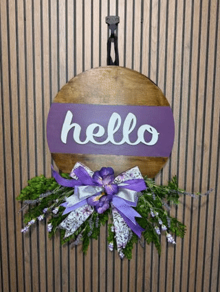 Purple 3D "Hello" Door Hanger