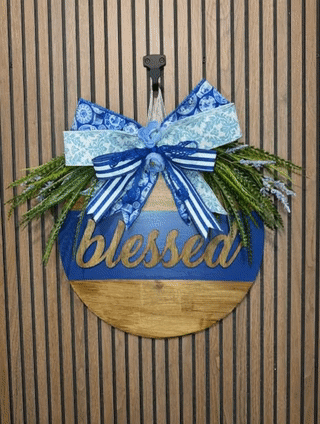 3D Blue "Blessed" Door Hanger