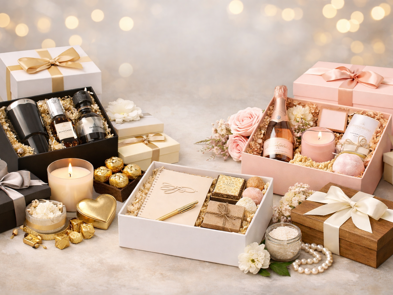 Black, white and pink gift box