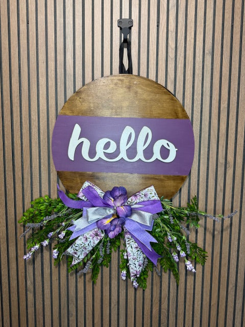 Purple 3D "Hello" Door Hanger