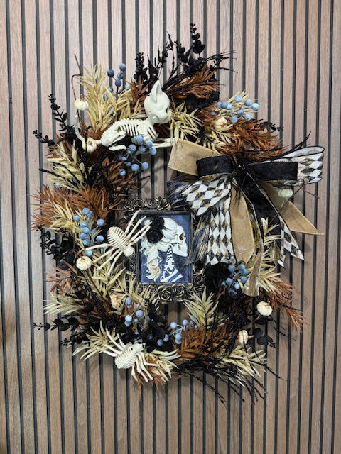 Till Death Do Us Part” Skeleton Halloween Wreath